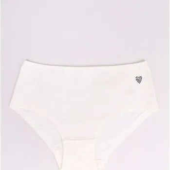 Kalhotky Dámské kalhotky YO BMK0010 bílé smetanové midi se srdíčkem velikost oblečení - dospělí: L