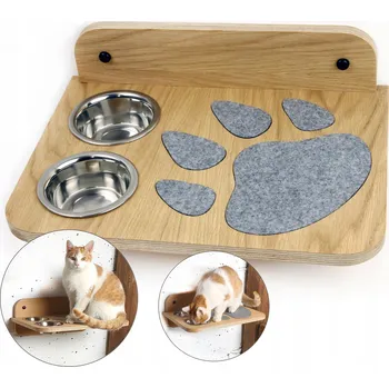 Drátěná police Polička s miskou - Polička pro kočky nebo psa - 40 cm x 9 Cm - závěsná