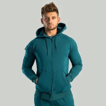 Pánská mikina GymBeam Mikina se zipem Nova Deep Teal - STRIX Velikost: S, Barva: modrá