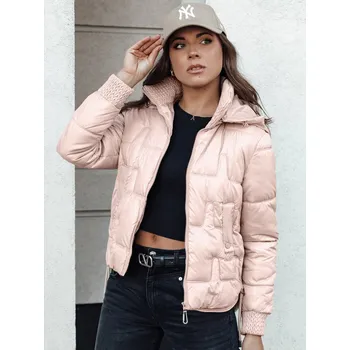 Dámská bunda Světle růžová dámská krátká zimní prošívaná bunda s kapucí FASHWARM TY4641 Velikost: 2XL