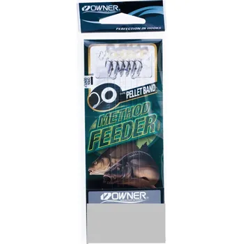 Rybářský háček Háčky zemní, s návazcem a otřepem Owner Method Feeder 6 ks