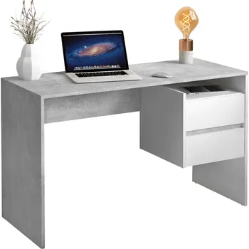 Psací stůl PC stůl, beton/bílý, TULIO NEW