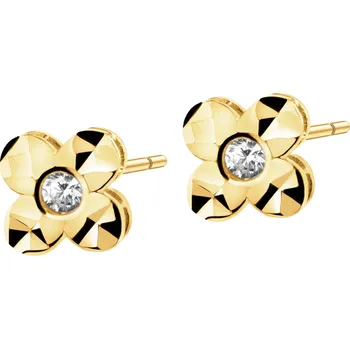 Náušnice Zlaté náušnice se zirkony - květy - AP541-2314