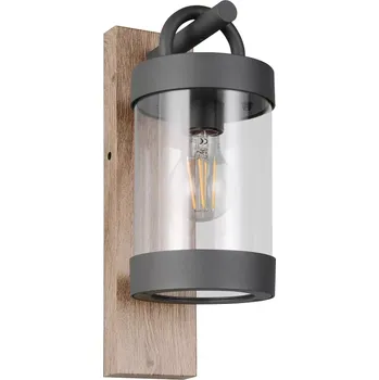 Venkovní osvětlení Trio Leuchten 204160135 SAMBESI - Nástěnné venkovní svítidlo s možností aktivace automatického senzoru DEN / NOC, IP44, 1 x E27 (Venkovní moderní svítidlo na zeď v imitaci dřeva)