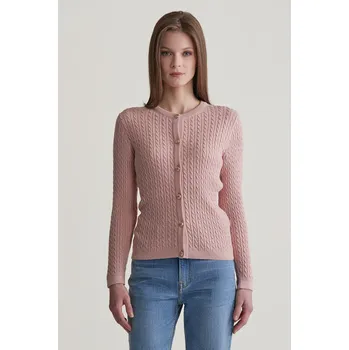 Dámský svetr KARDIGAN GANT MINI CABLE KNIT CARDIGAN DUSTY PINK