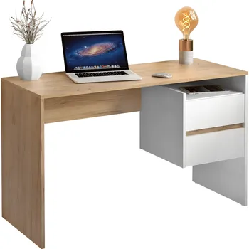 Psací stůl PC stůl, dub artisan/bílá, TULIO NEW