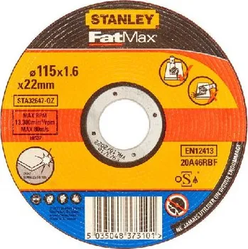 Řezný kotouč Stanley Příslušenství - Řezný kotouč na nerezovou ocel 115x22,23 mm STA32647-QZ