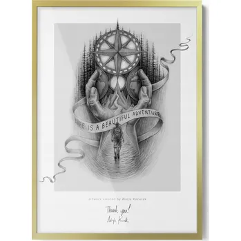 Obraz Zlatý rámeček na zeď, elegantní provedení do obývacího pokoje nebo ložnice, 50x70 cm