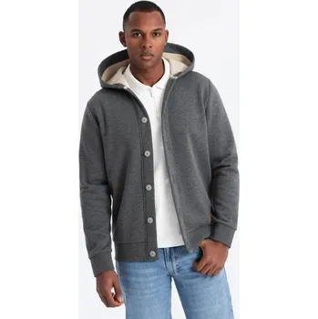 Pánská mikina Ombre Clothing Módní grafitová mikina na knoflíky V4 SSZP-0186