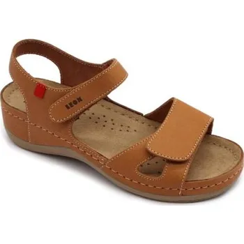 Dámská zdravotní obuv Leon 936 Dámské kožené sandály - Hnědá Velikost: 37