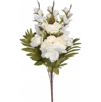 umělá květina Goliat Kytice z gladiolií, růží, Pivoňky bílých Svatba dekorace kostela 69 cm bílá