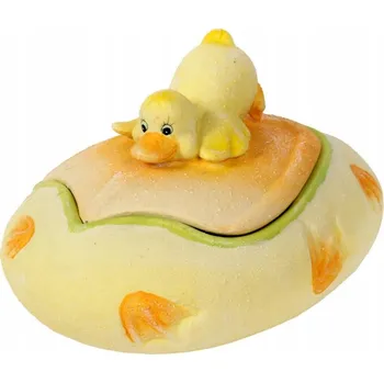 Velikonoční dekorace Keramická dóza s kachničkou Velikonoční jarní dekorace na stůl 15 cm