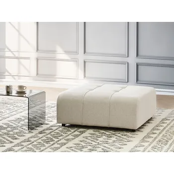 Taburet Taburet světle béžový polyesterové čalounění modulární k pohovce čtvercový černé nohy podnožka moderní styl obývací pokoj Beliani