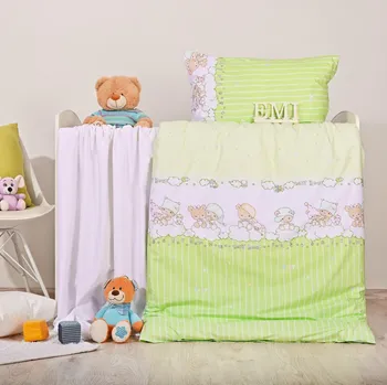 Povlečení dětské Medvídek zelené EMI: Dětský set 130x90 + 65x45