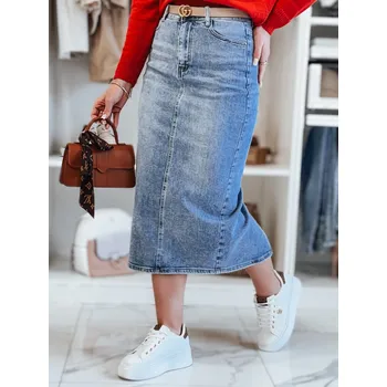 Dámská sukně Modrá džínová midi sukně s rozparkem MERITTA CY0483 Velikost: M