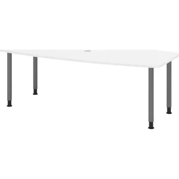 Jednací stůl Konferenční stolek, zaoblený, čtyři nohy, 2200 x 1030/830 x 720 mm, bílý/grafit