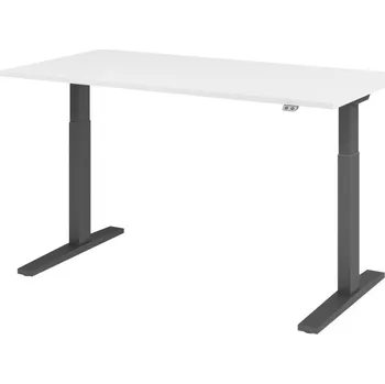 Jednací stůl Výškově nastavitelný psací stůl, elektrický, s tlačítkem, C-noha, 1600 x 800 mm, bílý/grafitový