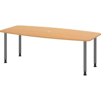 Jednací stůl Konferenční stolek, zaoblený, čtyři nohy, 2200 x 1030/830 x 720 mm, buk/grafit