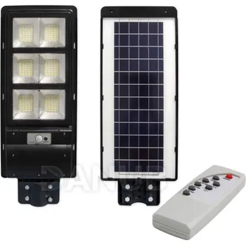 LED solární pouliční lampa - 270W - 6000K - pohybový a soumrakový senzor + dálkové ovládání - černá