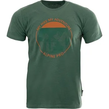 Pánské tričko Pánské triko ALPINE PRO BREGAR XXL Tmavě zelená, Oranžová