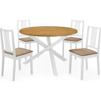 Jídelní set Jídelní set 5dílný bílo-hnědý 120x75cm + 4 židle 40x49x88,5