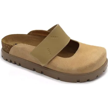 Dámská zdravotní obuv LEON 6002 Dámské korkové pantofle na platformě - Béžová Velikost: 36