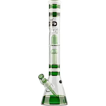 Skleněný bong s perkolací Grace Glass Golden Line Green, 46cm