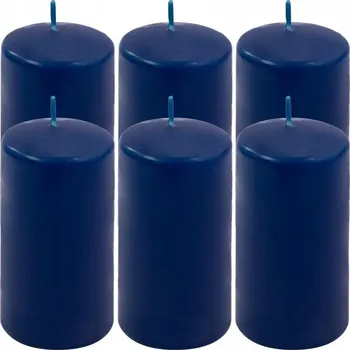 Svíčka Sada sloupových svíček, 11,5 cm, Ø 6 cm, modré, 6 ks