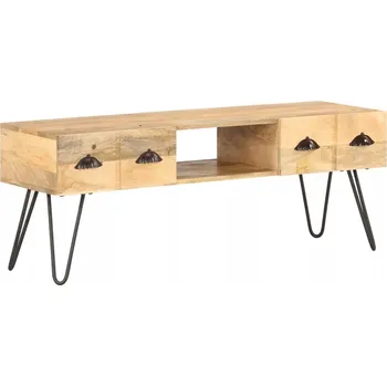 Televizní stolek TV stolek Mango 120x35x45 cm, přírodní dřevo, černý kov