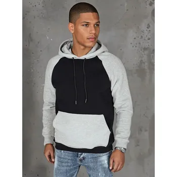 Pánská mikina šedo-černá pánská pohodlná mikina s klokaní kapsou BX5889 Velikost: XL