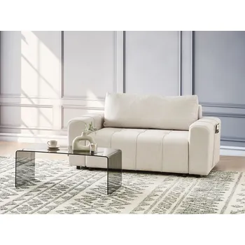 Pohovka 2místná pohovka světle béžové látkové čalounění s úložným prostorem hustě polstrovaná nábytek moderní styl obývací pokoj Beliani