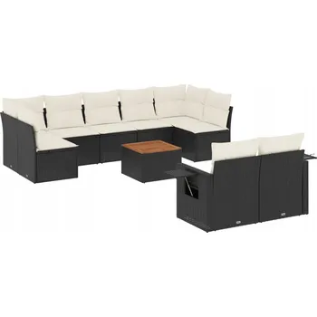 Sedací souprava Ratanová sedací souprava z PE, černá, 62x62x69 cm, krémové polštáře