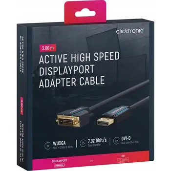 Video kabel Kabel DisplayPort na DVI-D Clicktronic 3 m (metry) 24+1 pinů