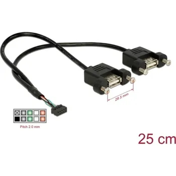 vypínač a zásuvka Delock USB kabel USB 2.0 USB zásuvka na desku, USB-A zásuvka 0.25 m černá 84832