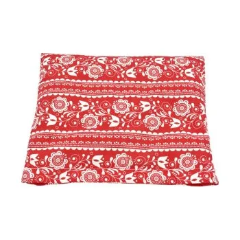 Polštář TORF ZIEGLER Polštářek s třešňovými peckami, červeno-bílý folklór, 19 x 18 cm