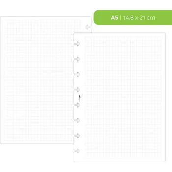 Diář Fleppi Náplň do diáře - čtverečkované listy Vyberte velikost náplně: A5 - 8 disků / Filofax Notebook