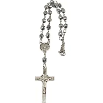 Růženec Růženec z hematitu v barvě stříbrné
