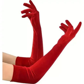 Dámské erotické rukavice IGNITE Dámské sametové rukavice červené + Doprava zdarma