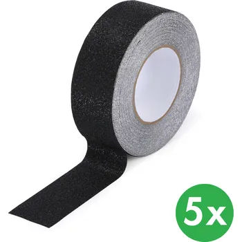 Výstražná páska Protiskluzová páska pro mokré prostředí, 50 mm x 18,3 m, balení 5 ks, voděodolná, černá