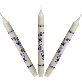 Svíčka Svíčka vosková tenká vzor cibulák 1ks.