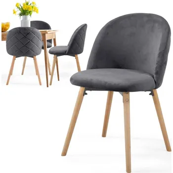 Jídelní židle MIADOMODO Sada jídelních židlí sametové, šedá, 4 ks