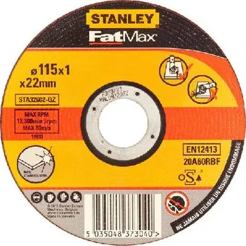 Řezný kotouč Stanley Příslušenství - Řezný kotouč na nerezovou ocel 115x22,2 mm STA32602-QZ