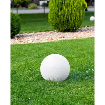 Venkovní osvětlení Venkovní kulaté LED svítidlo bílé ze syntetického materiálu 26 cm IP67 vodotěsné s dálkovým ovládáním zahradní osvětlení Beliani