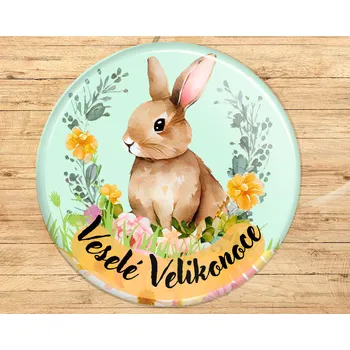 Dekorativní magnet Buton s potiskem, 3,7cm, veselé Velikonoce, 1kus VYBERTE SI odznak, magnet, přívěšek ZDE:: Odznak