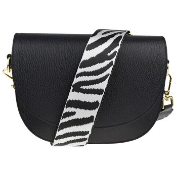 Kabelka NovaKabelka.cz Kožená italská crossbody kabelka Ramona Nera s přídavným popruhem II