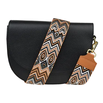 Kabelka NovaKabelka.cz Kožená italská crossbody kabelka Ramona Nera s přídavným popruhem XXI