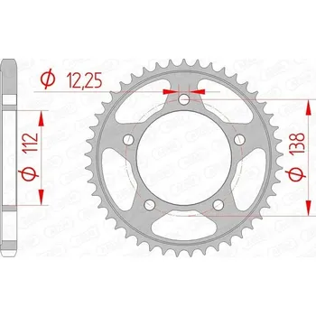 Nářadí na motocykly 10613-38 ROZETA ZADNÍ MOTO. OCELOVÁ, POZINKOVANÁ, STŘÍBRNÁ AFAM