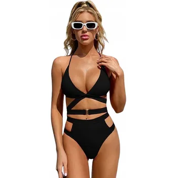 Podprsenka Sexy plavky s proužky, vysoký pas, zapínání vpředu