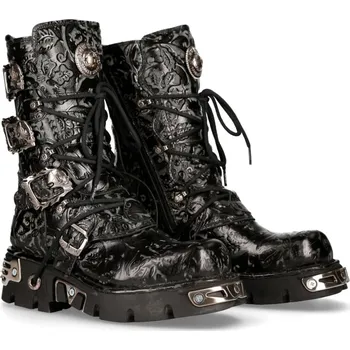 Pánská zimní obuv boty kožené unisex - VINTAGE FLOWER NEGRO - NEW ROCK - M.391-S4 - 46