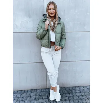 Dámská bunda Zelená prošívaná crop bunda KHALEESI TY3876 Velikost: L
